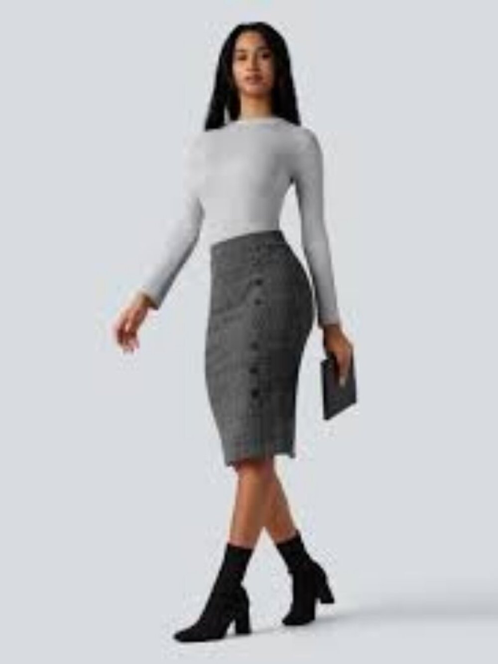 63-NWT HALARA HIGH WAISTED BODYCON HOUJDSTOOTH SKIRT - Picture 3 of 6